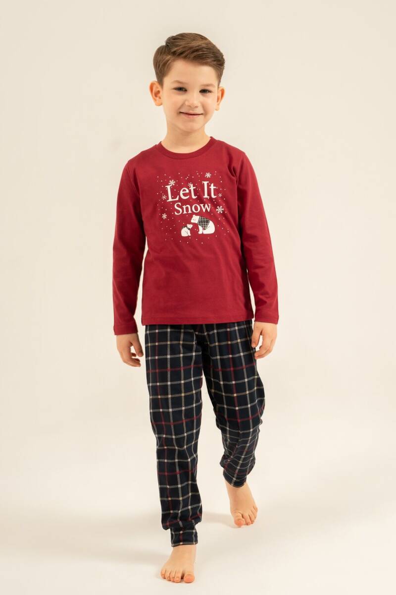 Arnetta Let It Snow Baba Oğul Bordo Uzun Kol Pijama Takımı AR3820-A-V1 - 5