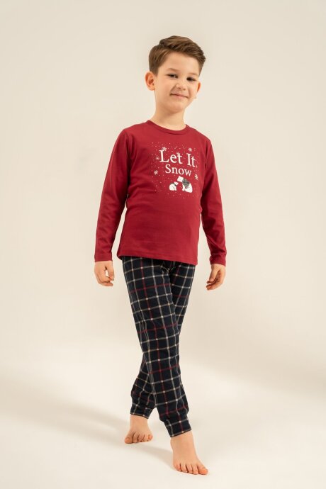 Arnetta Let It Snow Baba Oğul Bordo Uzun Kol Pijama Takımı AR3820-A-V1 - 7