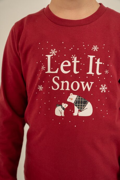 Arnetta Let It Snow Baba Oğul Bordo Uzun Kol Pijama Takımı AR3820-A-V1 - 8