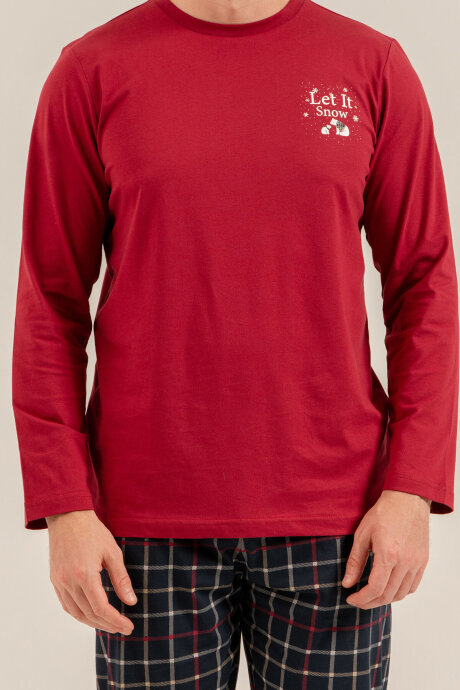Arnetta Let It Snow Baba Oğul Bordo Uzun Kol Pijama Takımı AR3820-A-V1 - 9
