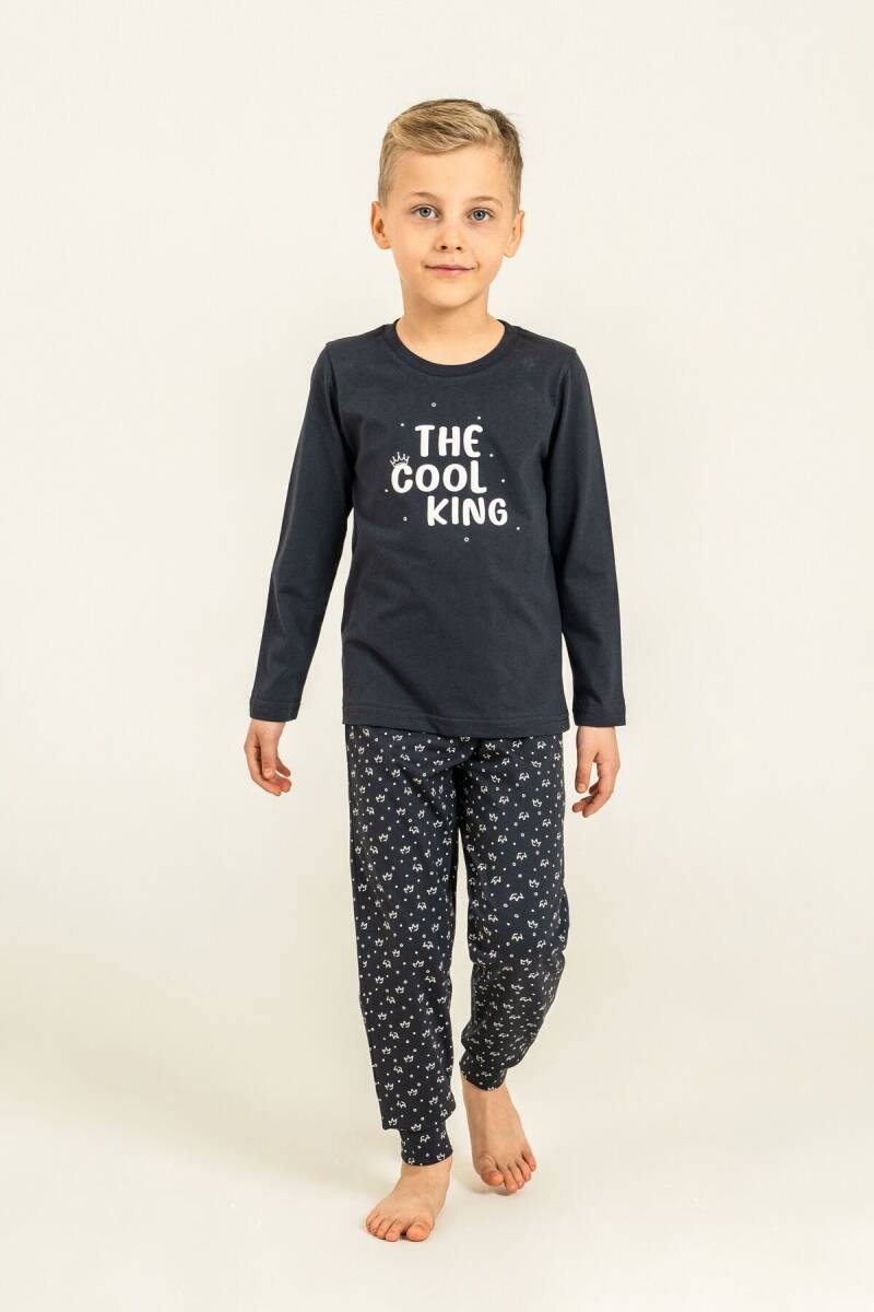 Arnetta The Cool King Baba Oğul %100 Pamuk Lacivert Uzun Kol Pijama Takım AR3821-A-V1 - 4