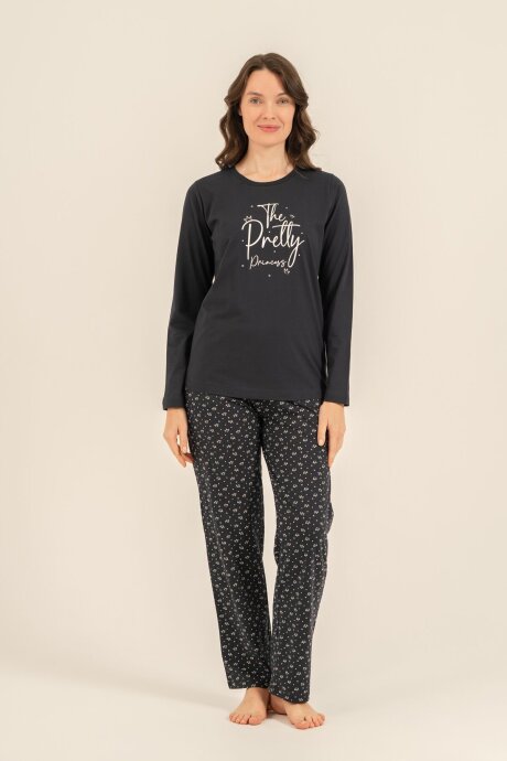 Arnetta The Pretty Princess Anne Kız %100 Pamuk Lacivert Uzun Kol Pijama Takım AR3731-A-V1 (1)