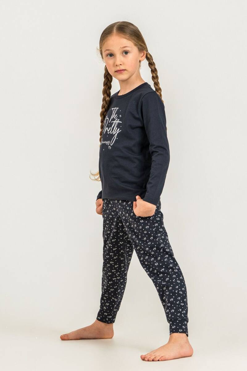 Arnetta The Pretty Princess Anne Kız %100 Pamuk Lacivert Uzun Kol Pijama Takım AR3731-A-V1 - 6