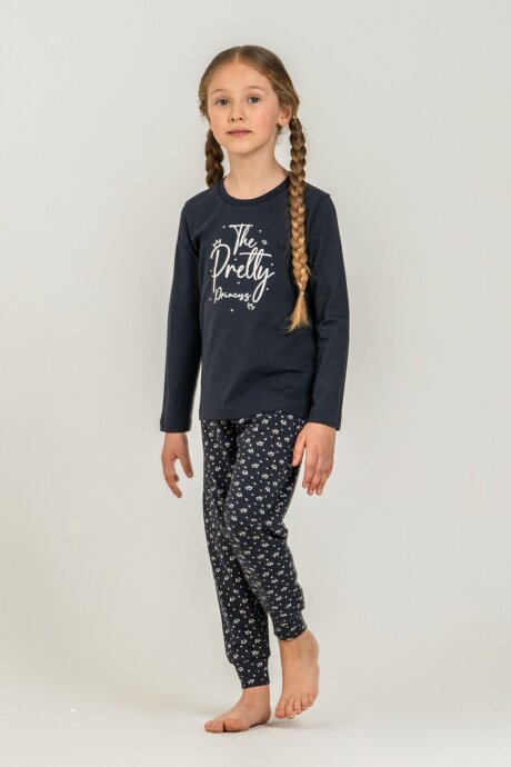 Arnetta The Pretty Princess Anne Kız %100 Pamuk Lacivert Uzun Kol Pijama Takım AR3731-A-V1 - 8