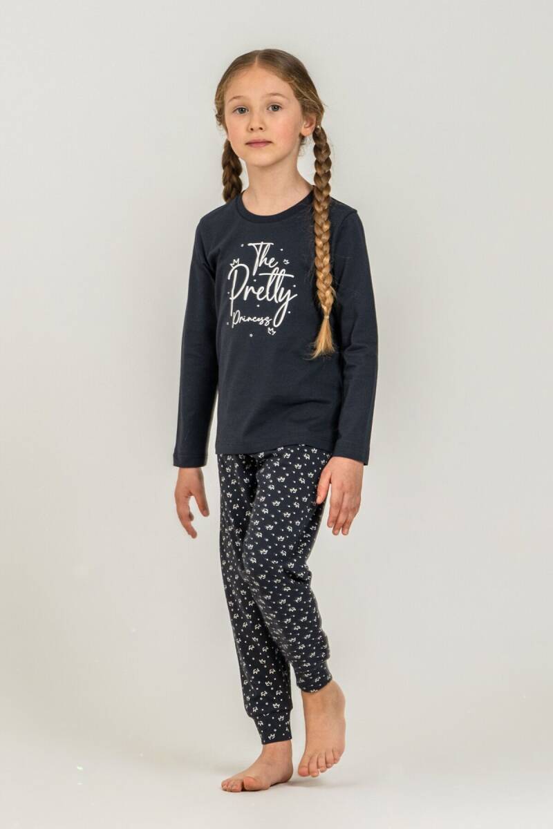 Arnetta The Pretty Princess Anne Kız %100 Pamuk Lacivert Uzun Kol Pijama Takım AR3731-A-V1 - 8