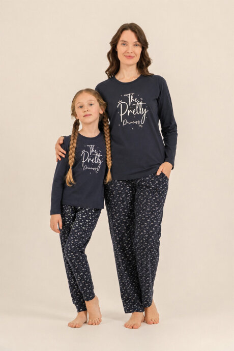 Arnetta The Pretty Princess Anne Kız %100 Pamuk Lacivert Uzun Kol Pijama Takım AR3731-A-V1