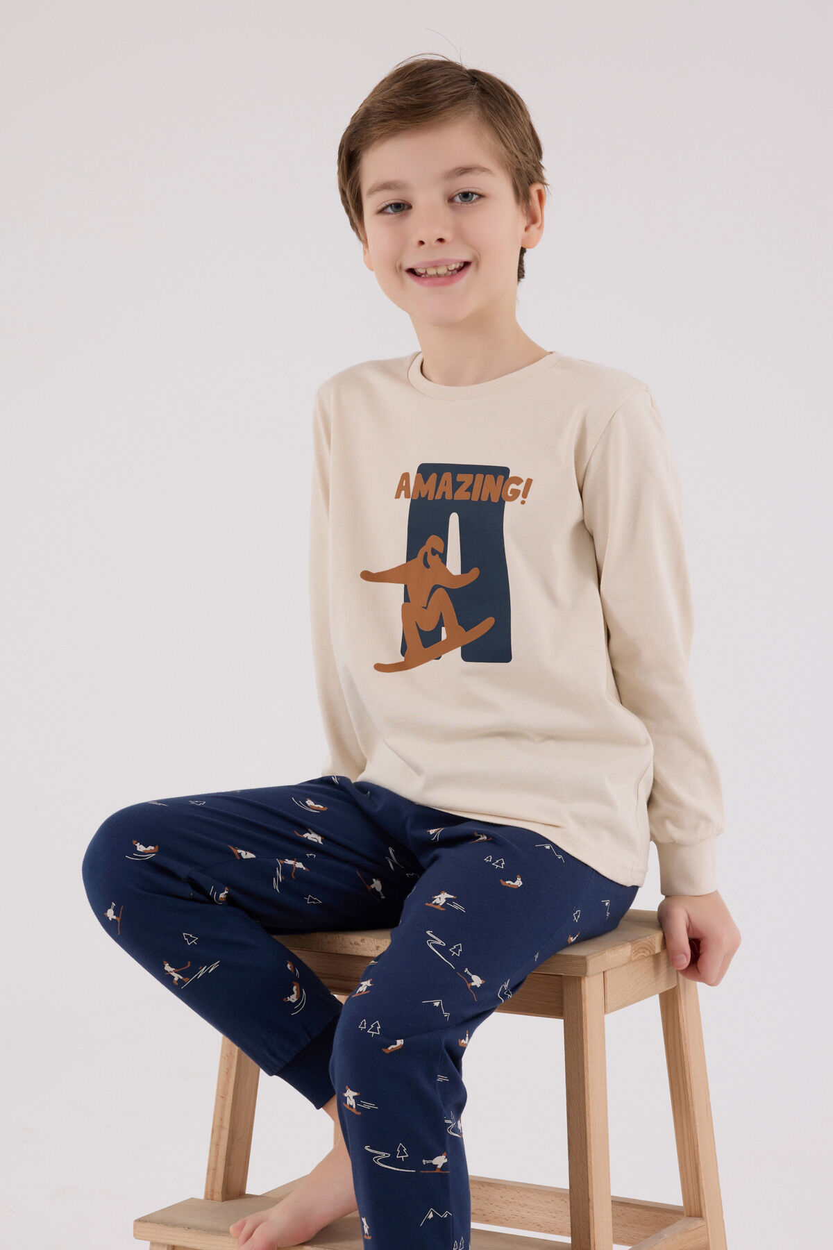 Arnetta Erkek Çocuk Krem Pijama Takımı
