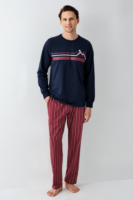 Rolypoly Erkek Pamuklu Kışlık Regular Fit Lacivert Pijama Takımı RP3648-S-V2 - 3