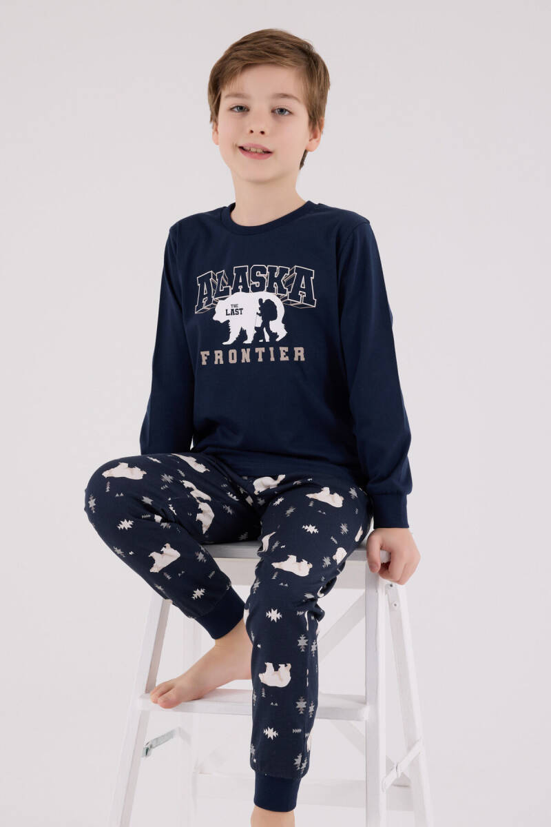 Rolypoly Erkek Çocuk Pamuklu Kışlık Regular Fit Lacivert Pijama Takımı RP3718-C-V1 - 1