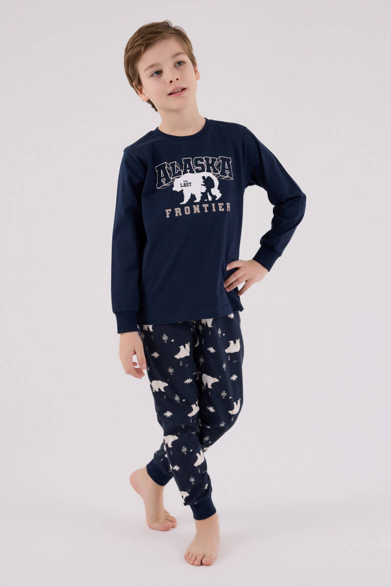 Rolypoly Erkek Çocuk Pamuklu Kışlık Regular Fit Lacivert Pijama Takımı RP3718-C-V1 - 2