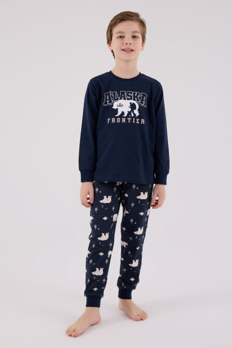 Rolypoly Erkek Çocuk Pamuklu Kışlık Regular Fit Lacivert Pijama Takımı RP3718-C-V1 - 4