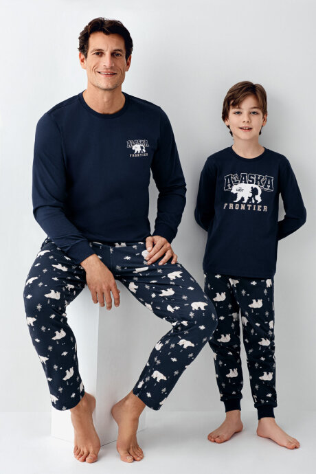 Rolypoly Erkek Çocuk Pamuklu Kışlık Regular Fit Lacivert Pijama Takımı RP3718-C-V1 - 3