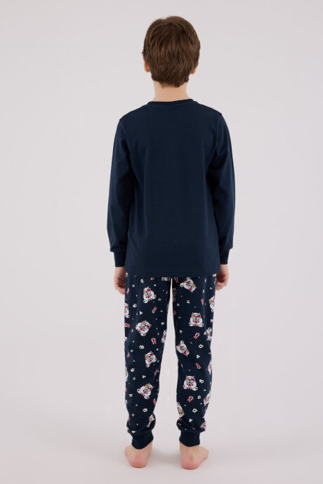 Rolypoly Erkek Çocuk Bisiklet Yaka Pigment Baskılı Kışlık Regular Fit Lacivert Pijama Takımı RP3676-C-V1 - 4