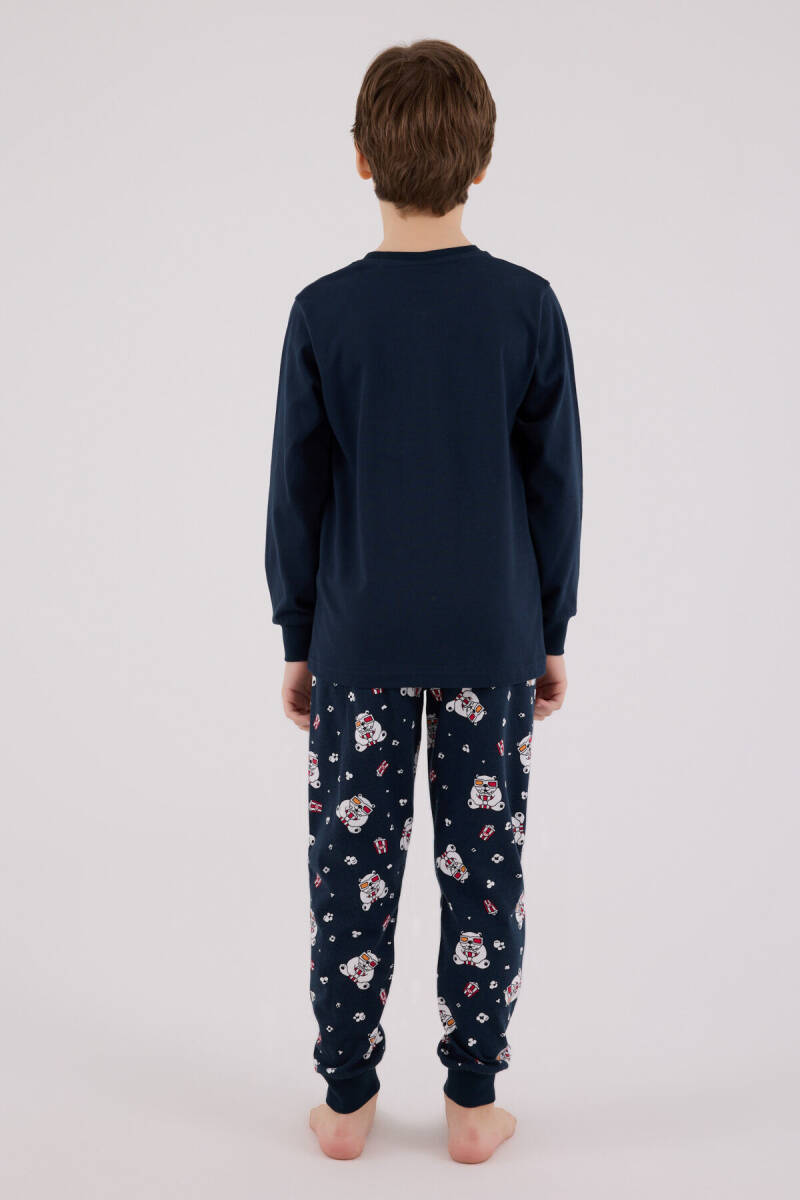 Rolypoly Erkek Çocuk Bisiklet Yaka Pigment Baskılı Kışlık Regular Fit Lacivert Pijama Takımı RP3676-C-V1 - 4