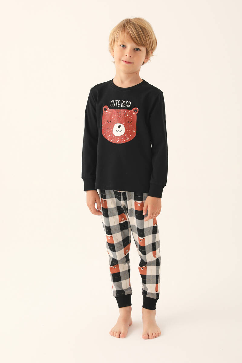 Rolypoly Siyah Erkek Çocuk Uzun Kol Pijama Takım