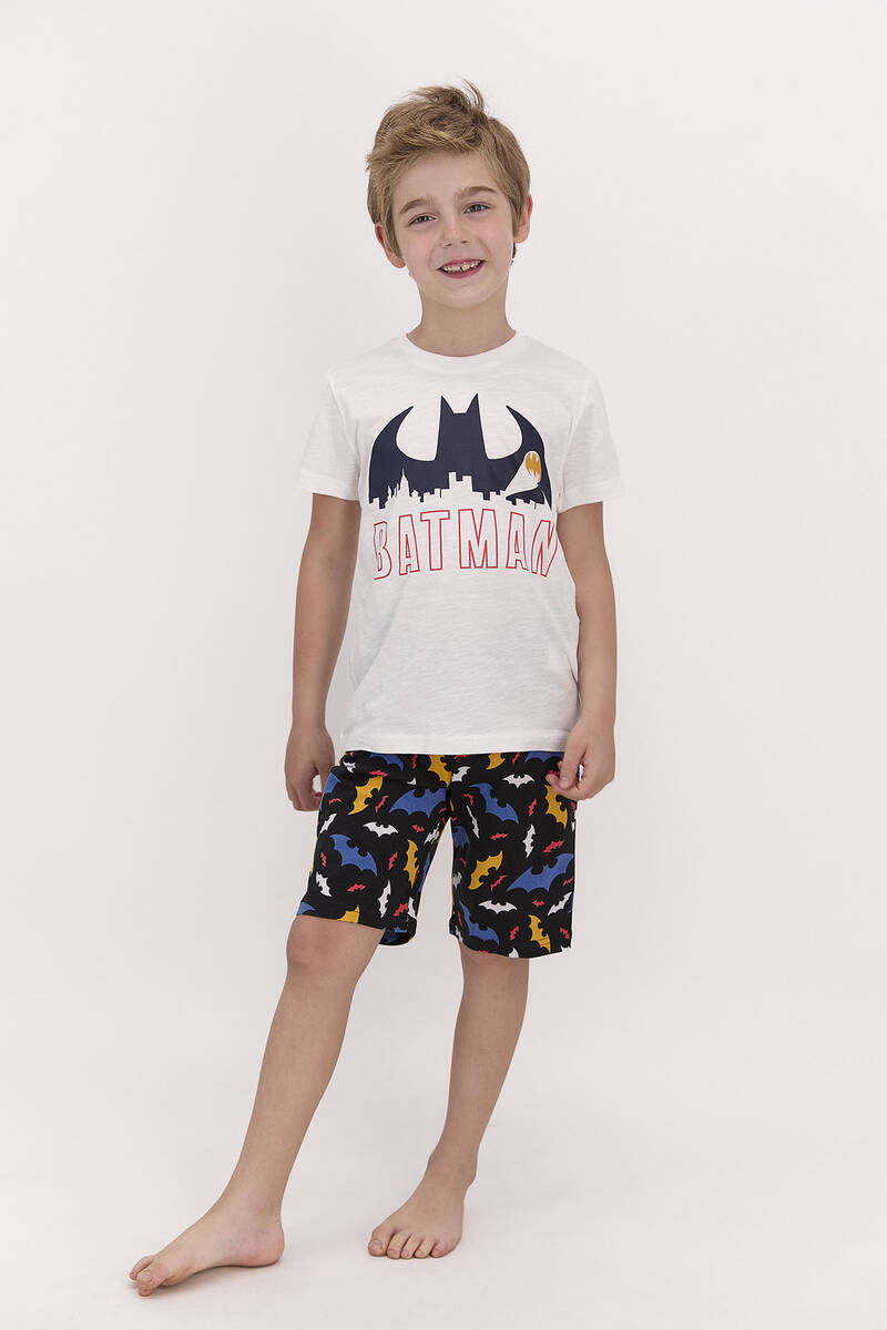 Batman - Batman Lisanslı Beyaz Erkek Çocuk Bermuda Takım