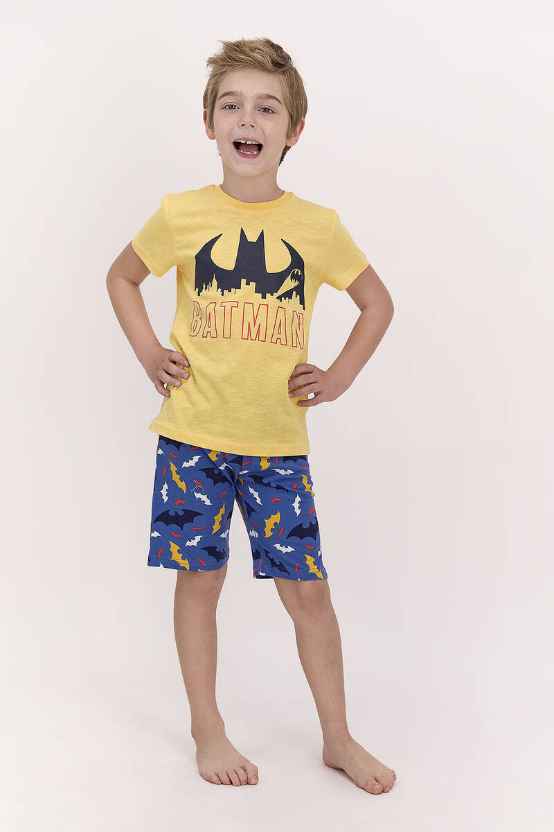 Batman - Batman Lisanslı Sarı Erkek Çocuk Bermuda Takım