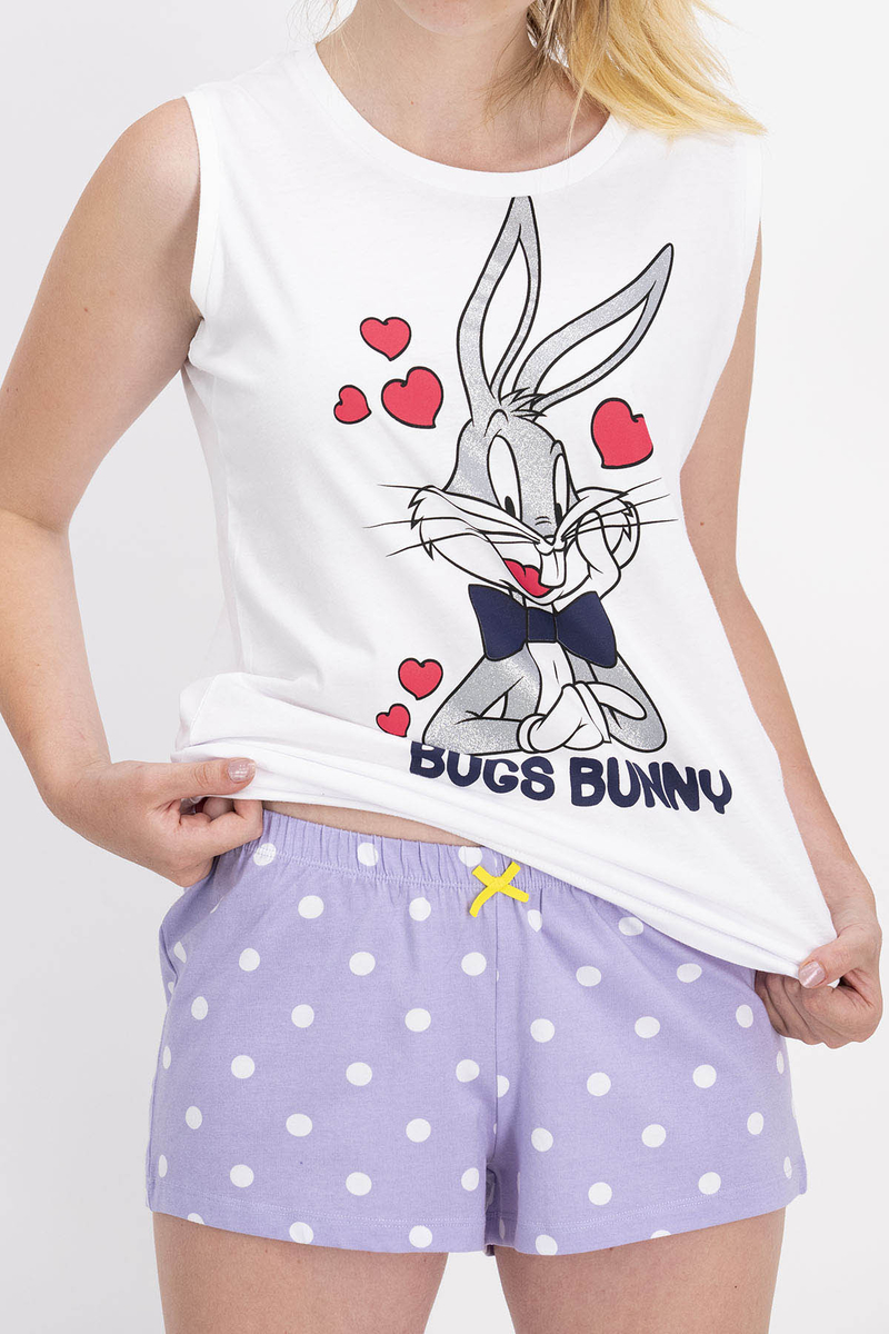 Bugs Bunny - Bugs Bunny Bayan Şortlu Takım Beyaz