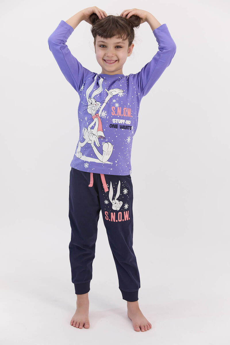 Bugs Bunny Lisanslı Snow İndigo Kız Çocuk Pijama Takımı