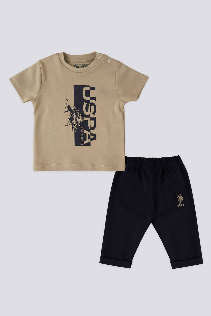U.S. Polo Assn Lisanslı Horse Açık Haki Erkek Bebek Takımı