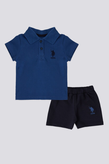 U.S. Polo Assn. Erkek Bebek Polo Yaka Pigment Baskılı Yazlık Regular Fit Lacivert Bebek Takımı USB1834-B-V1