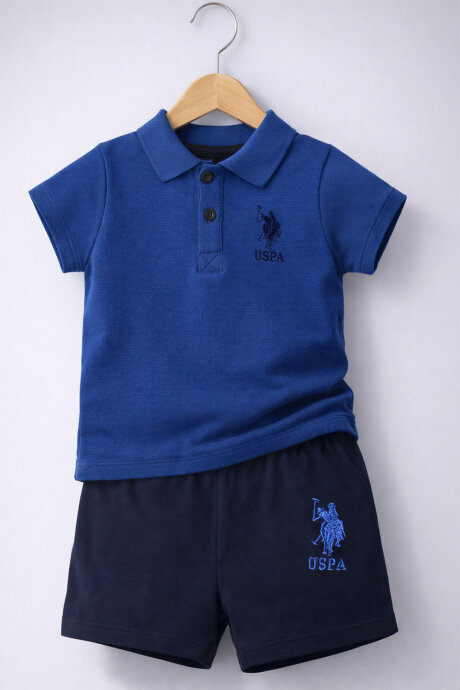 U.S. Polo Assn. Erkek Bebek Pamuklu Polo Yaka Pigment Baskılı Yazlık Regular Fit Lacivert Bebek Takımı USB1834-B-V1 - 4