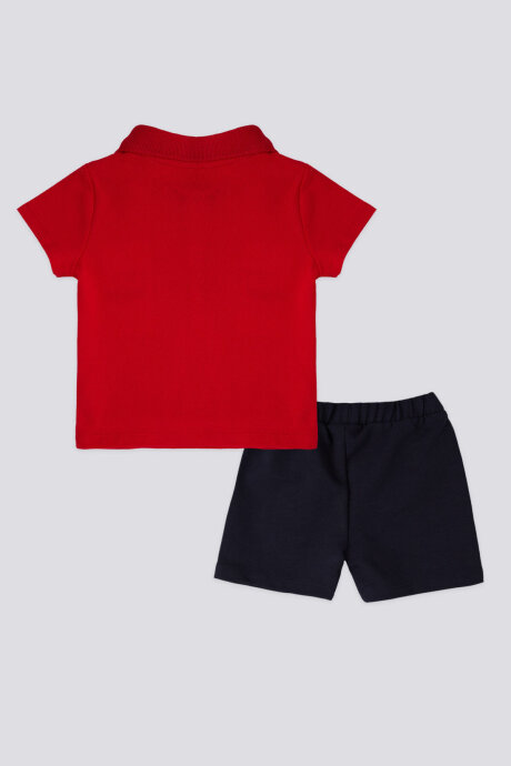 U.S. Polo Assn. Erkek Bebek Pamuklu Polo Yaka Pigment Baskılı Yazlık Regular Fit Kırmızı Bebek Takımı USB1834-B-V5 - 4