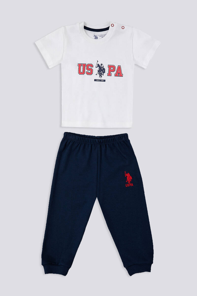 U.S. Polo Assn Logo İs Detailed Krem Bebek Tshirt Takım