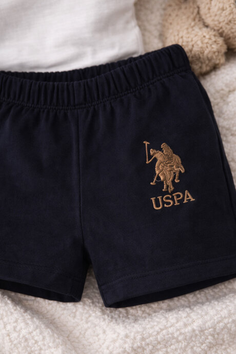 U.S. Polo Assn. Erkek Bebek Pamuklu Bisiklet Yaka Pigment Baskılı Yazlık Regular Fit Krem Bebek Takımı USB1920-B-V1 - 6