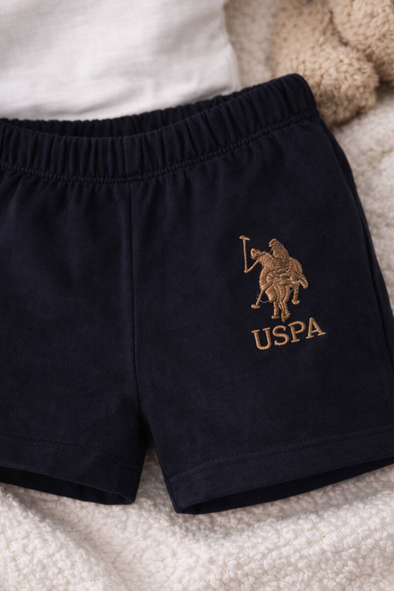U.S. Polo Assn. Erkek Bebek Pamuklu Bisiklet Yaka Pigment Baskılı Yazlık Regular Fit Krem Bebek Takımı USB1920-B-V1 - 6