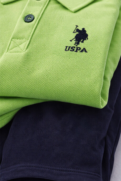 U.S. Polo Assn. Erkek Bebek Polo Yaka Pigment Baskılı Yazlık Regular Fit Sarı Bebek Takımı USB1834-B-V2 (1)