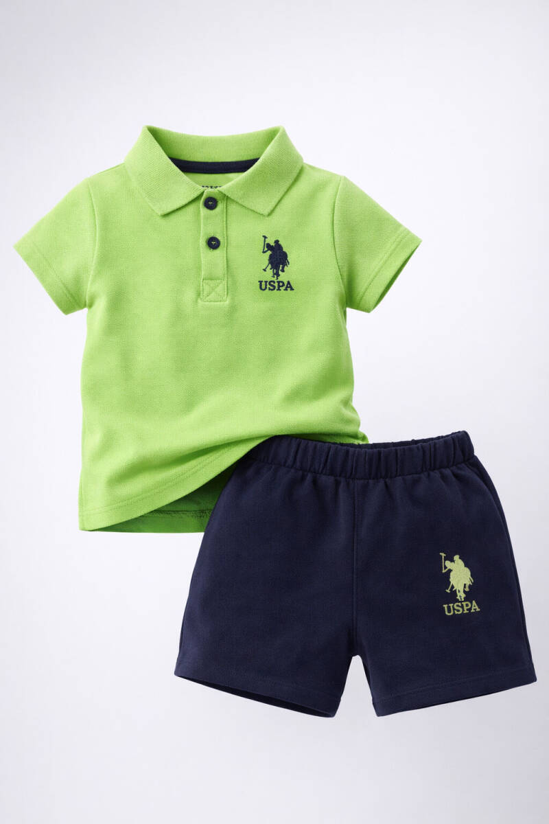 U.S. Polo Assn. Erkek Bebek Pamuklu Polo Yaka Pigment Baskılı Yazlık Regular Fit Sarı Bebek Takımı USB1834-B-V2 - 5