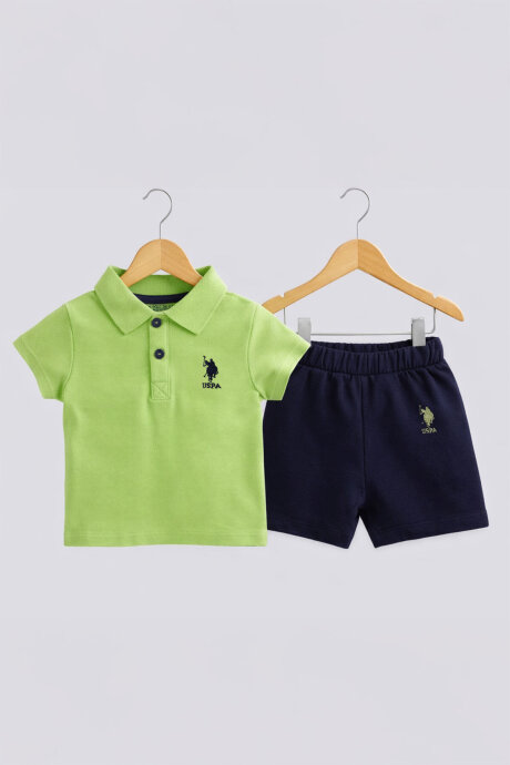 U.S. Polo Assn. Erkek Bebek Pamuklu Polo Yaka Pigment Baskılı Yazlık Regular Fit Sarı Bebek Takımı USB1834-B-V2 - 6