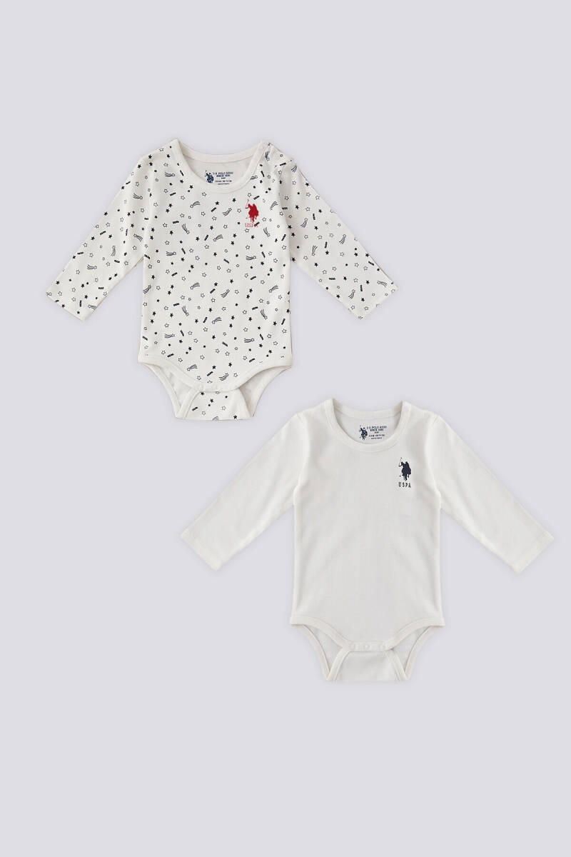 U.S. Polo Assn. Kız Bebek Pamuklu Bisiklet Yaka Pigment Baskılı Kışlık Regular Fit Gri Badi Zıbın USB1424-B-V1 - 1