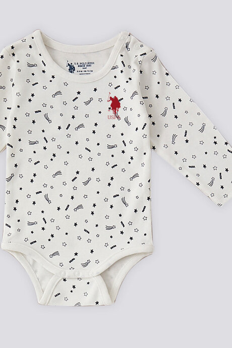 U.S. Polo Assn. Kız Bebek Pamuklu Bisiklet Yaka Pigment Baskılı Kışlık Regular Fit Gri Badi Zıbın USB1424-B-V1 - 2