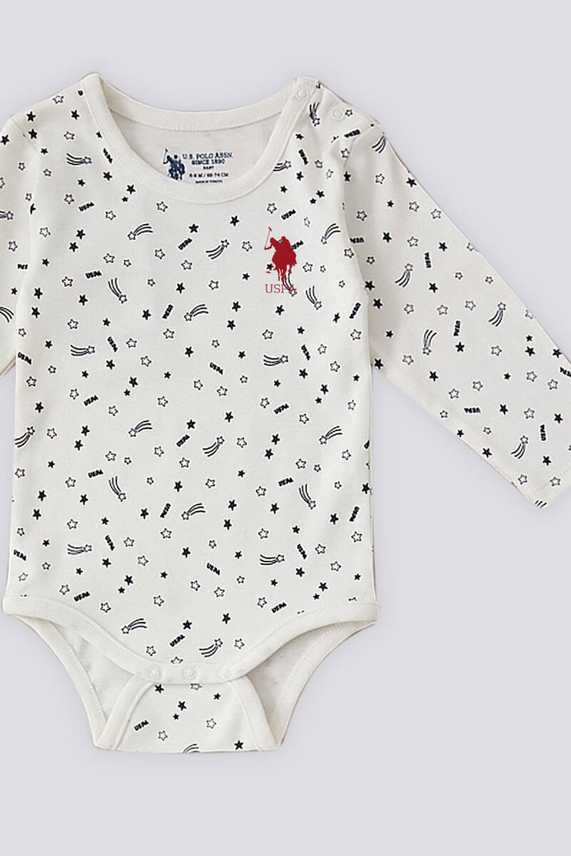 U.S. Polo Assn. Kız Bebek Pamuklu Bisiklet Yaka Pigment Baskılı Kışlık Regular Fit Gri Badi Zıbın USB1424-B-V1 - 2