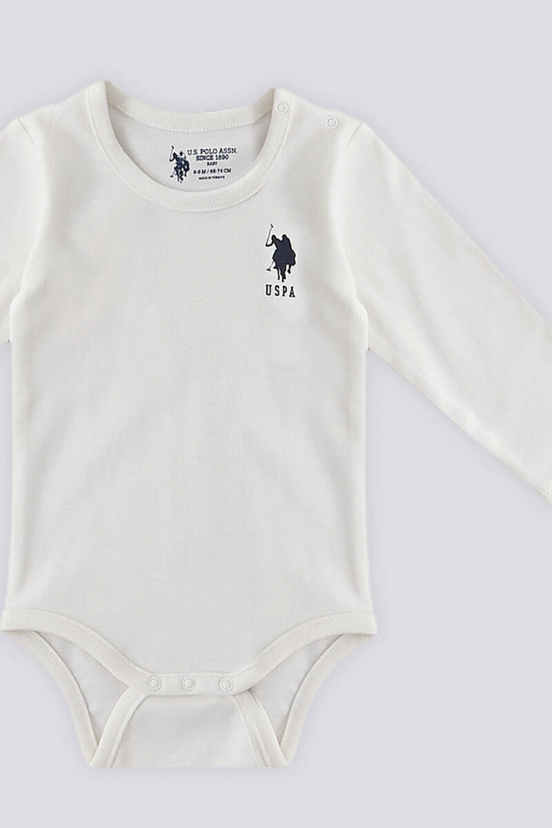 U.S. Polo Assn. Kız Bebek Pamuklu Bisiklet Yaka Pigment Baskılı Kışlık Regular Fit Gri Badi Zıbın USB1424-B-V1 - 3