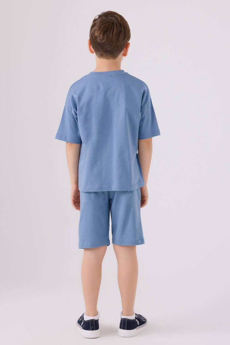 U.S. Polo Assn. Erkek Çocuk Pamuklu Bisiklet Yaka Sargı Nakışlı Yazlık Regular Fit Mavi Bermuda Takım US1779-C-V11 - 5