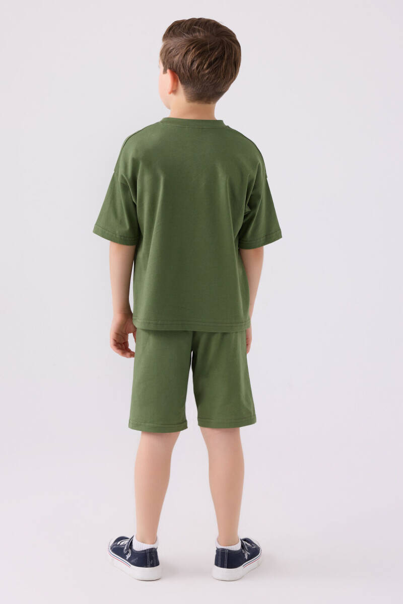 U.S. Polo Assn. Erkek Çocuk Pamuklu Bisiklet Yaka Sargı Nakışlı Yazlık Regular Fit Yeşil Bermuda Takım US1779-C-V17 - 5