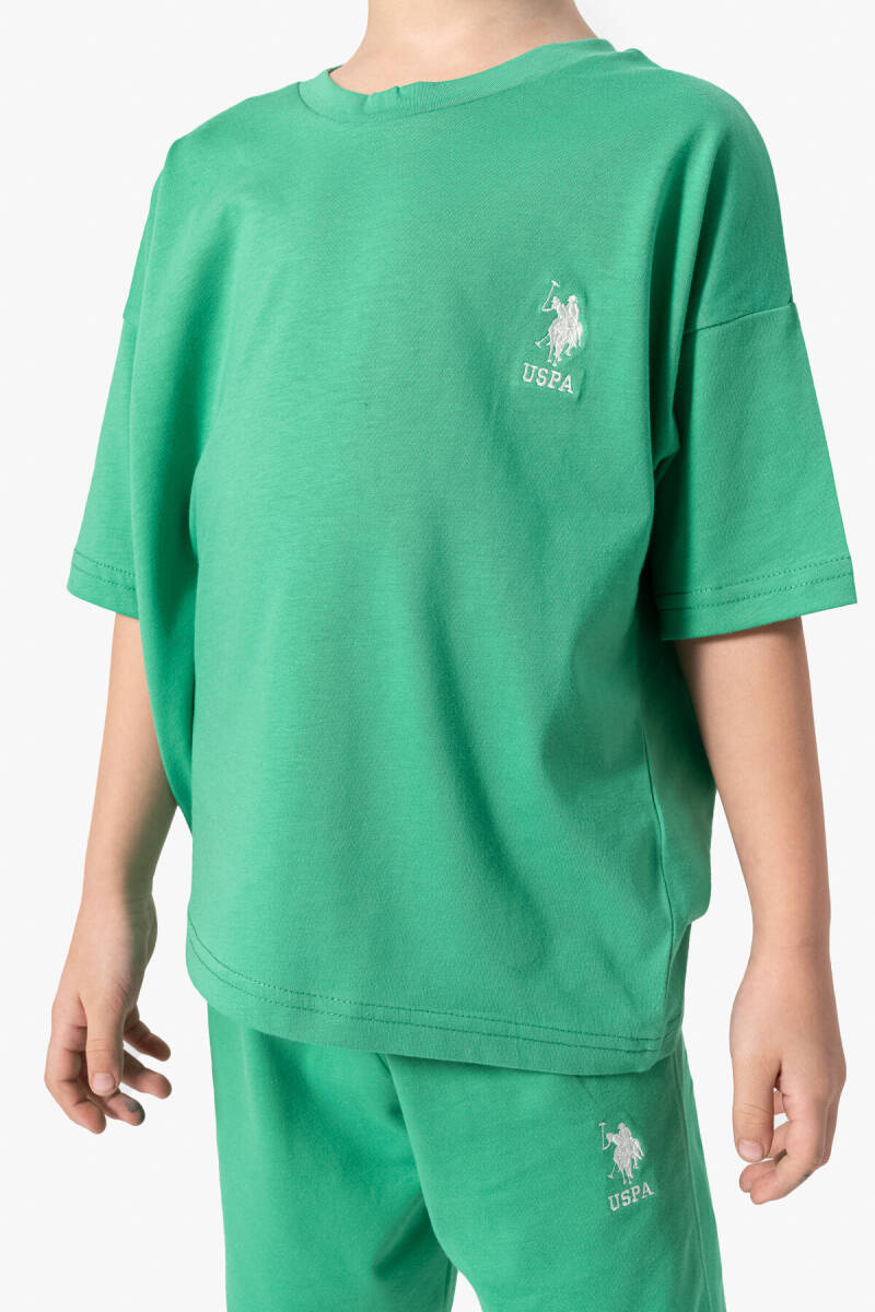 U.S. Polo Assn. Erkek Çocuk Bisiklet Yaka Sargı Nakışlı Yazlık Regular Fit Yeşil Bermuda Takım US1779-C-V40 - 4