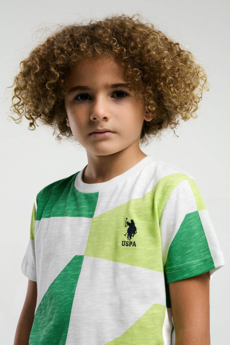 U.S. Polo Assn. Erkek Çocuk Pamuklu Bisiklet Yaka Pigment Baskılı Yazlık Regular Fit Yeşil Bermuda Takım US2003-C-V1 - 4