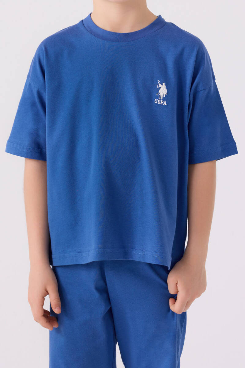 U.S. Polo Assn. Erkek Çocuk Bisiklet Yaka Sargı Nakışlı Yazlık Regular Fit Mavi Bermuda Takım US1779-C-V35 - 4