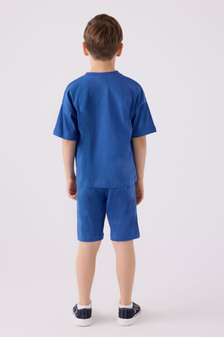 U.S. Polo Assn. Erkek Çocuk Bisiklet Yaka Sargı Nakışlı Yazlık Regular Fit Mavi Bermuda Takım US1779-C-V35 - 5