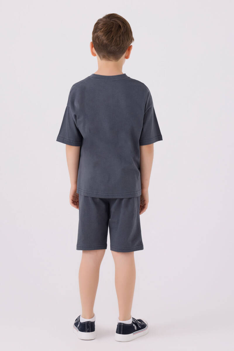 U.S. Polo Assn. Erkek Çocuk Bisiklet Yaka Sargı Nakışlı Yazlık Regular Fit Gri Bermuda Takım US1779-C-V19 - 5