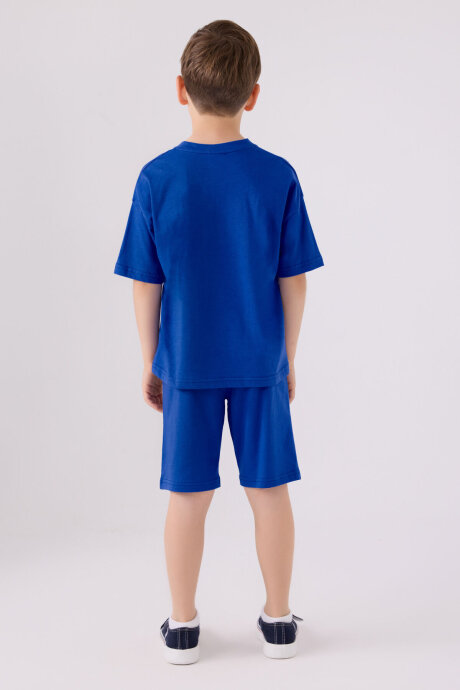 U.S. Polo Assn. Erkek Çocuk Bisiklet Yaka Sargı Nakışlı Yazlık Regular Fit Mavi Bermuda Takım US1779-C-V36 - 5