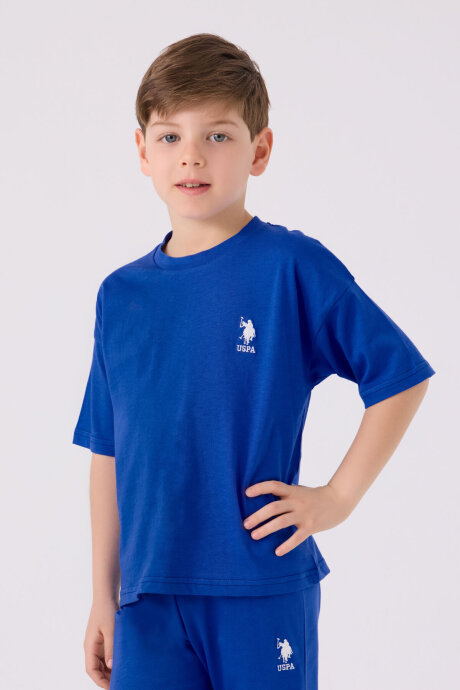 U.S. Polo Assn. Erkek Çocuk Bisiklet Yaka Sargı Nakışlı Yazlık Regular Fit Mavi Bermuda Takım US1779-C-V36 - 2
