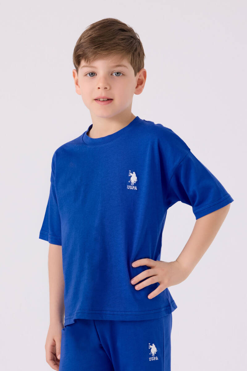 U.S. Polo Assn. Erkek Çocuk Bisiklet Yaka Sargı Nakışlı Yazlık Regular Fit Mavi Bermuda Takım US1779-C-V36 - 2