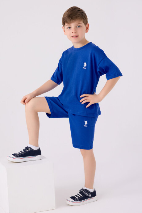 U.S. Polo Assn. Erkek Çocuk Bisiklet Yaka Sargı Nakışlı Yazlık Regular Fit Mavi Bermuda Takım US1779-C-V36 - 3
