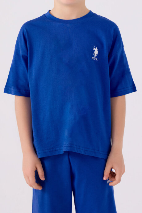 U.S. Polo Assn. Erkek Çocuk Bisiklet Yaka Sargı Nakışlı Yazlık Regular Fit Mavi Bermuda Takım US1779-C-V36 - 4