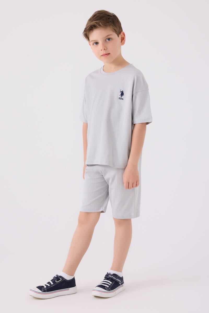 U.S. Polo Assn. Erkek Çocuk Gri Bermuda Takım